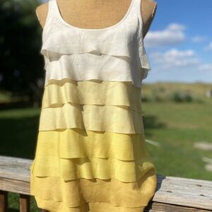 VTG Apt. 9 tiered chiffon ombré white/yellows cream back tank top blouse M